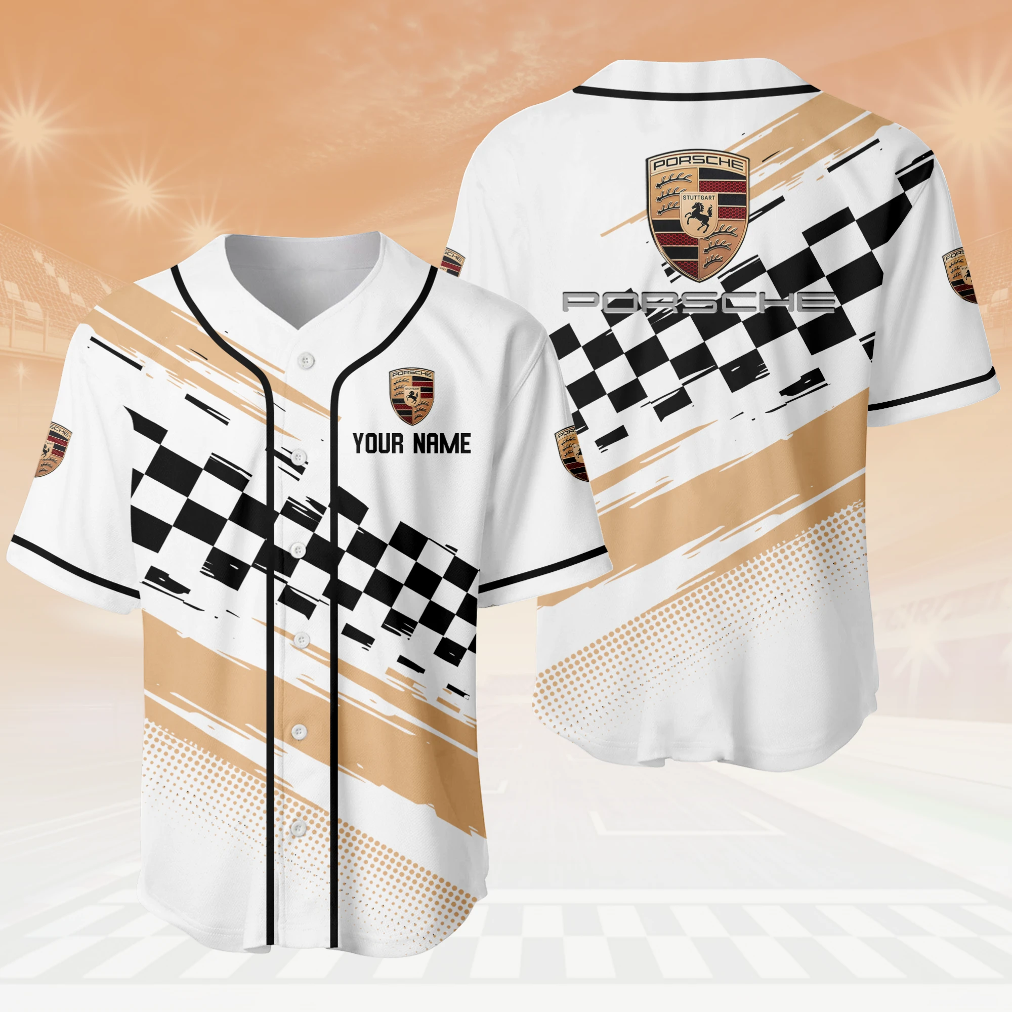 High-Performance Sports Cars Baseball Jersey, Lightweight Comfort Button Up PTNY63BJ3D015 - White High-Performance Sports Cars Baseball Jersey, Lightweight Comfort Button Up PTNY63BJ3D015 - White - Image 3