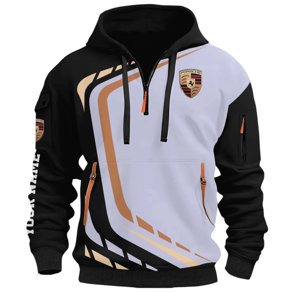 High-Performance Sports Cars Half Zip Hoodie, Casual Hoodie Multi Pocket PTNY26QZ3H184 - Black