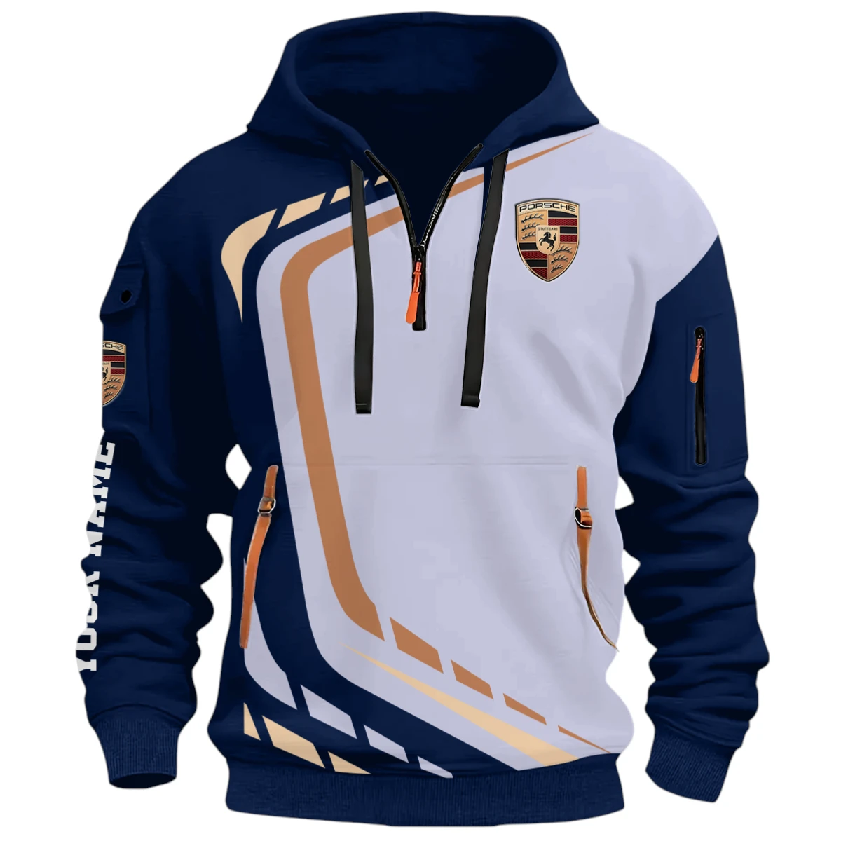 High-Performance Sports Cars Half Zip Hoodie, Casual Hoodie Multi Pocket PTNY26QZ3H187 - Navy