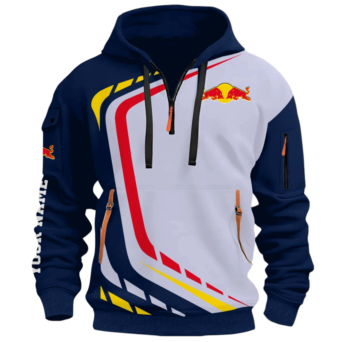 High-Speed Vehicle Half Zip Hoodie, Casual Hoodie Multi Pocket PTNY26QZ3H088 - Navy