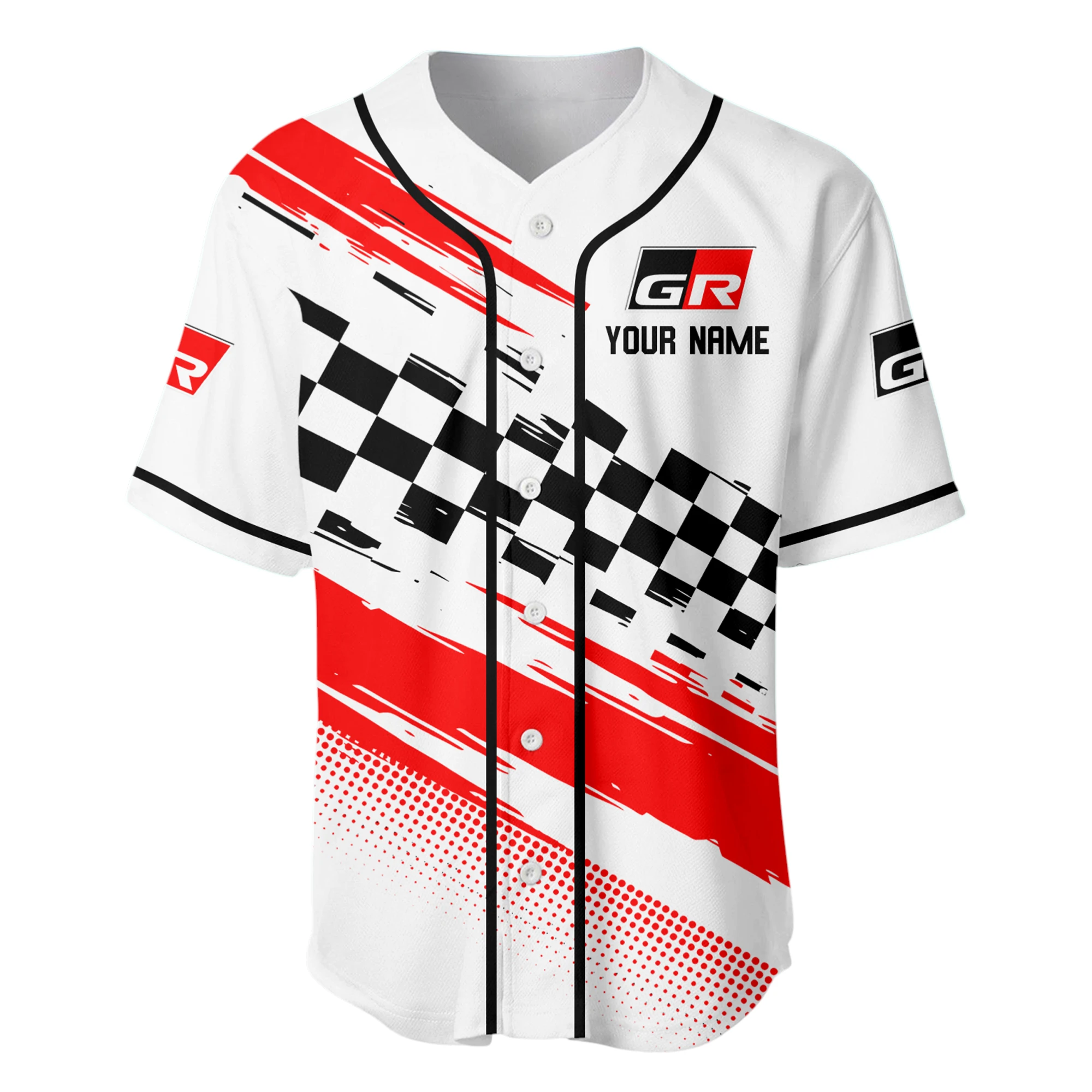 Motorsports Vehicles Baseball Jersey, Lightweight Comfort Button Up PTNY63BJ3D007 - White