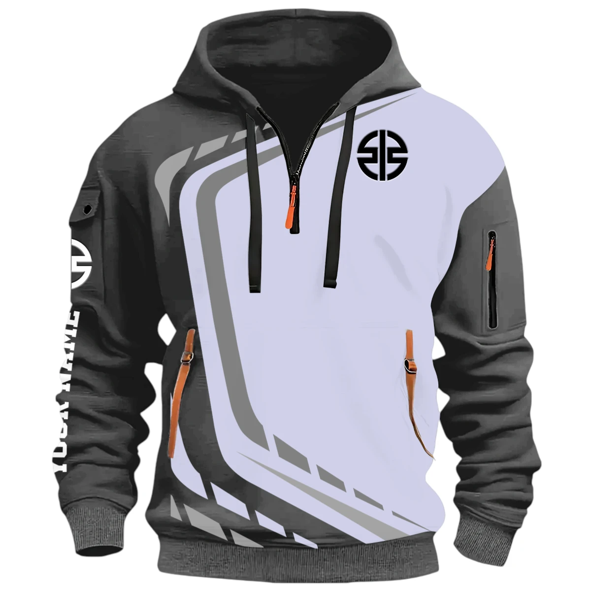 Off-Road Adventure Half Zip Hoodie, Casual Hoodie Multi Pocket PTNY26QZ3H177 - Grey