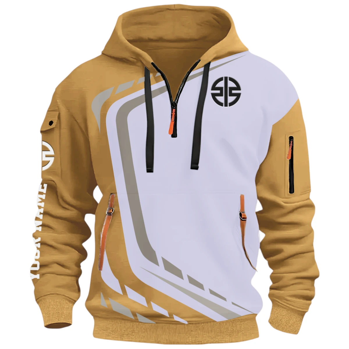Off-Road Adventure Half Zip Hoodie, Casual Hoodie Multi Pocket PTNY26QZ3H178 - Khaki