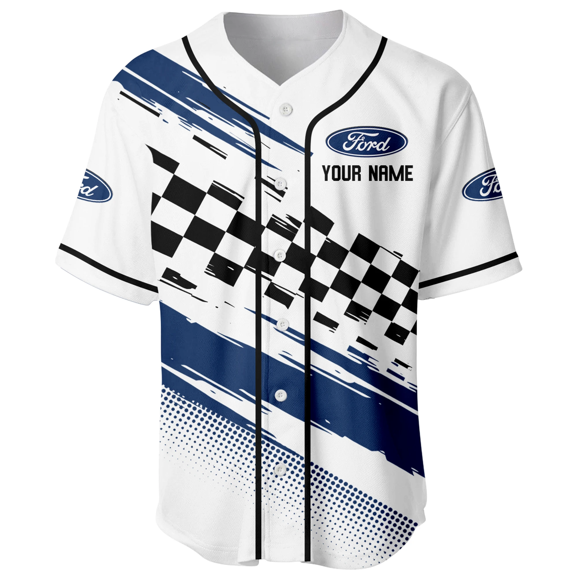 Off Road Car Baseball Jersey, Lightweight Comfort Button Up PTNY63BJ3D0011 - White