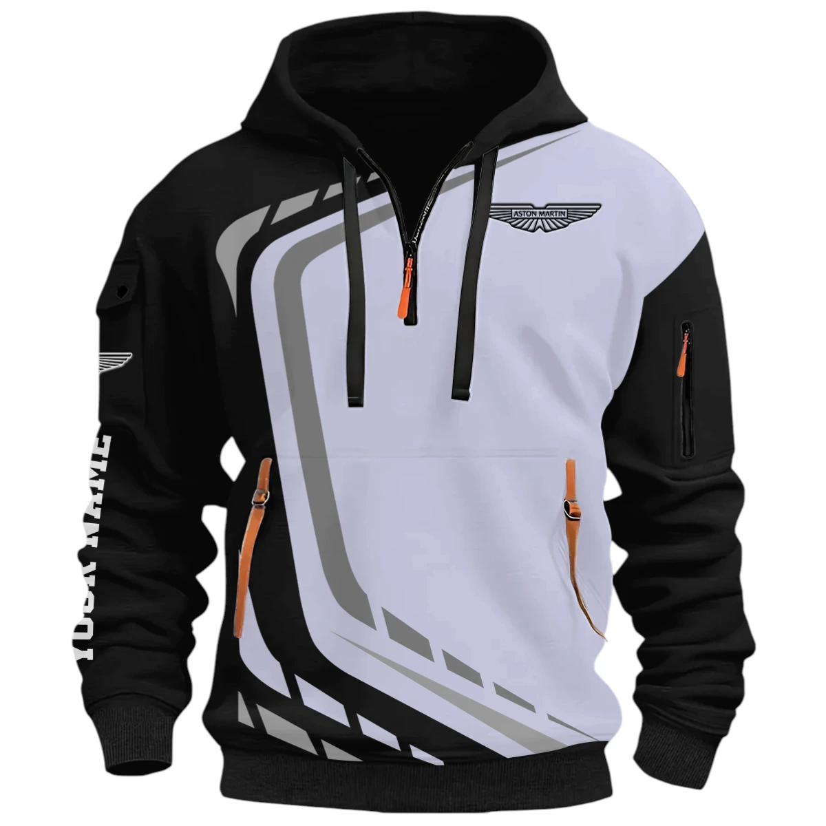 Off-Road Ride Half Zip Hoodie, Casual Hoodie Multi Pocket PTNY26QZ3H058 - Black