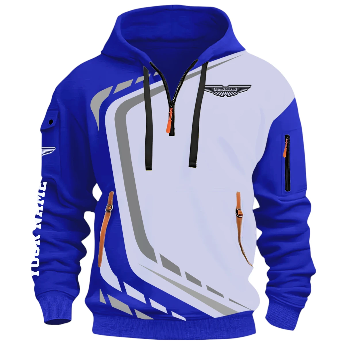Off-Road Ride Half Zip Hoodie, Casual Hoodie Multi Pocket PTNY26QZ3H059 - Blue
