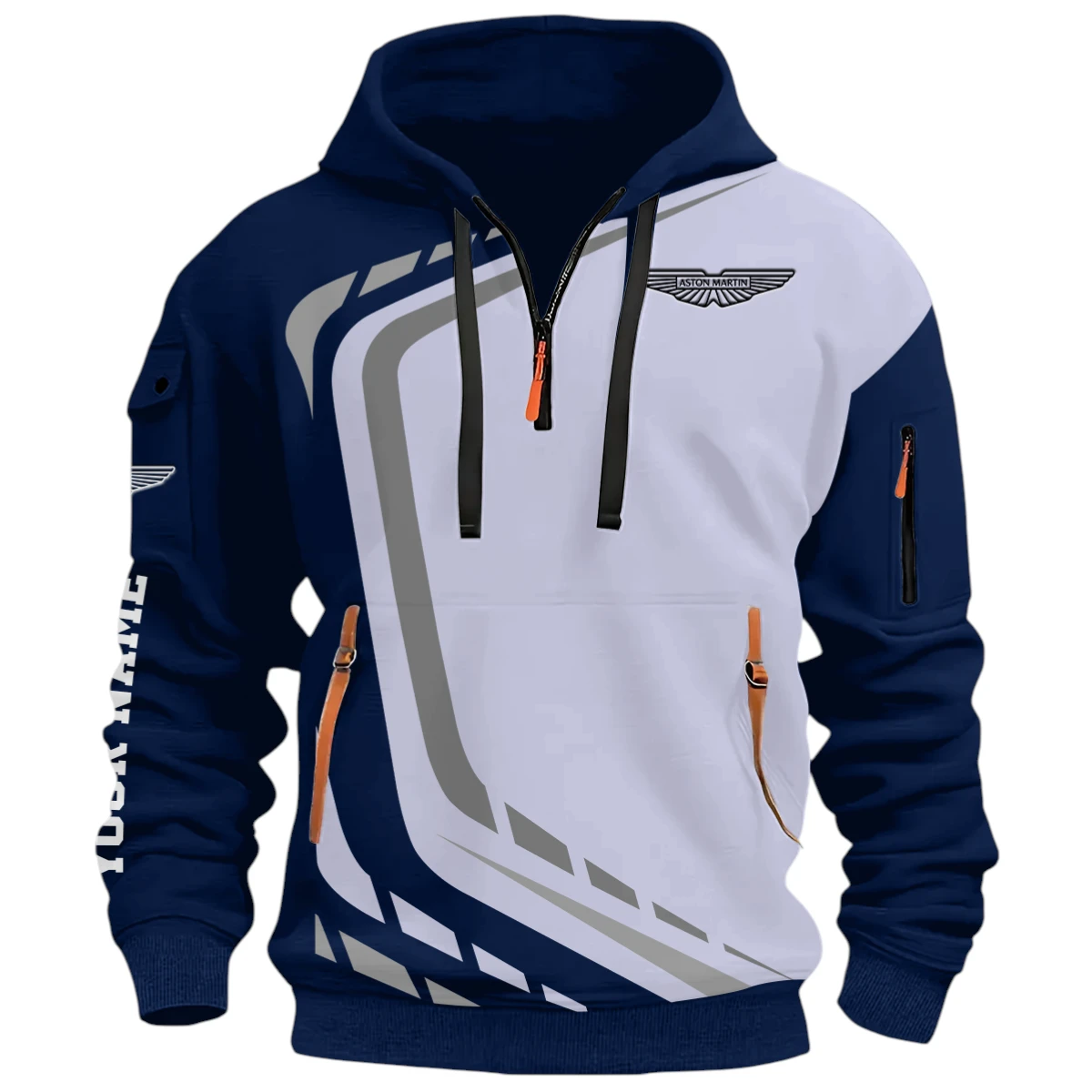 Off-Road Ride Half Zip Hoodie, Casual Hoodie Multi Pocket PTNY26QZ3H062 - Navy
