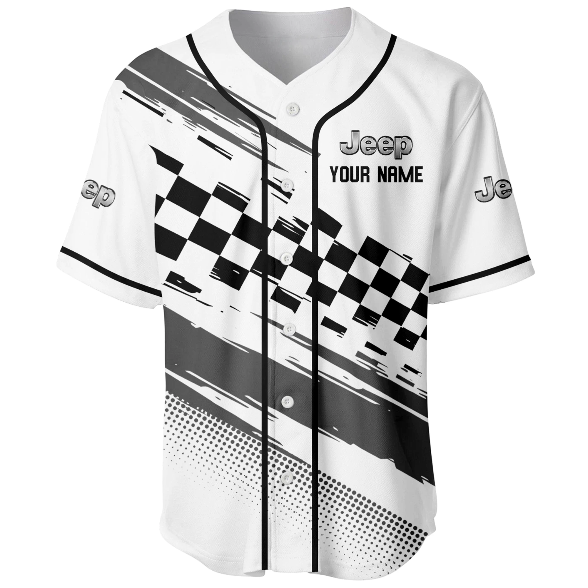 Off-Road Vehicle Baseball Jersey, Lightweight Comfort Button Up PTNY63BJ3D0013 - White