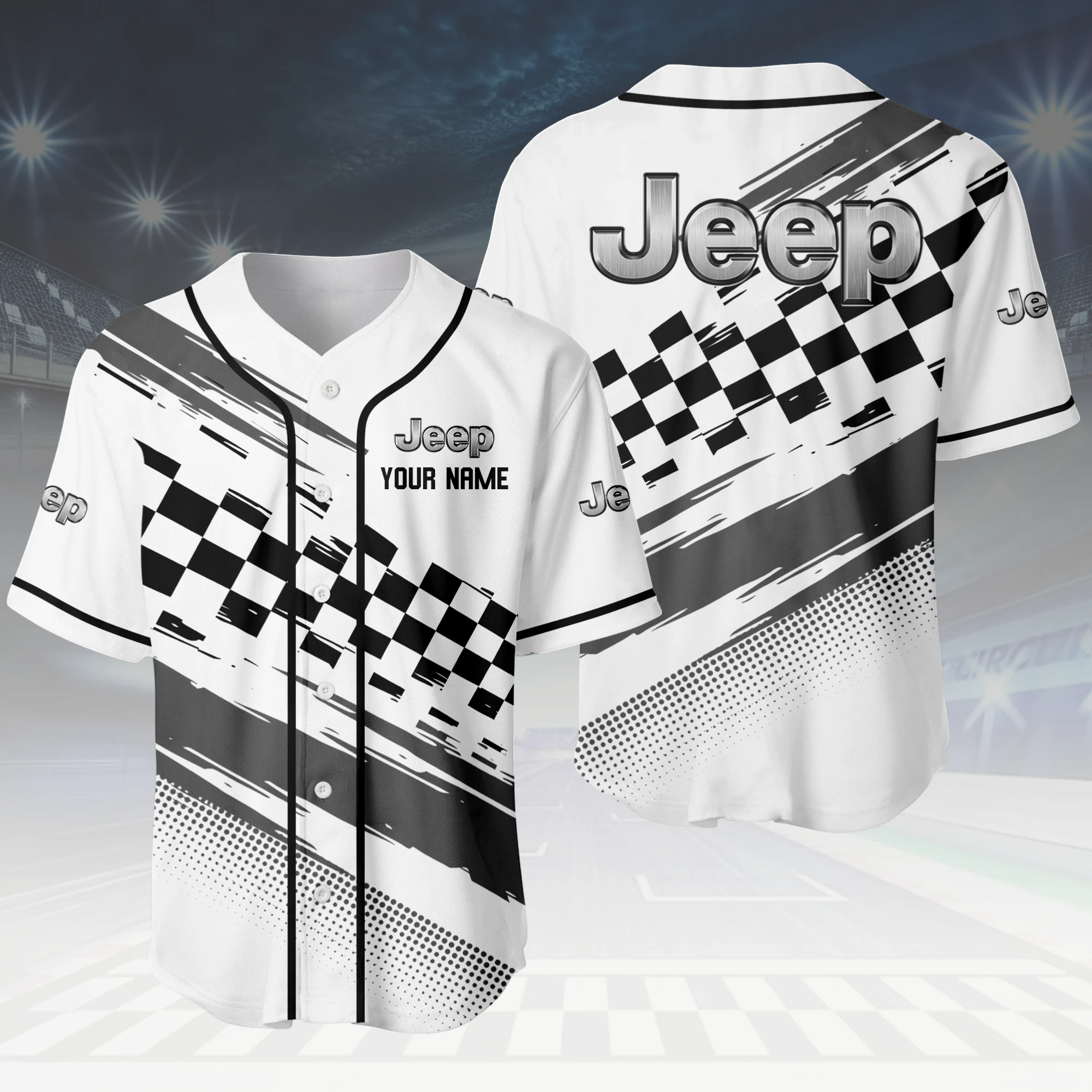 Off-Road Vehicle Baseball Jersey, Lightweight Comfort Button Up PTNY63BJ3D0013 - White Off-Road Vehicle Baseball Jersey, Lightweight Comfort Button Up PTNY63BJ3D0013 - White - Image 3