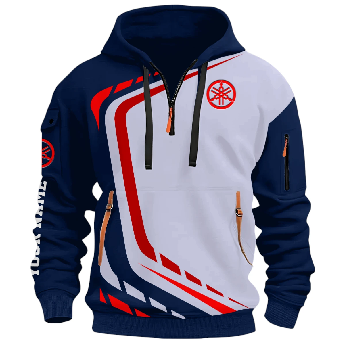 Performance Road Car Half Zip Hoodie, Casual Hoodie Multi Pocket PTNY26QZ3H034 - Navy