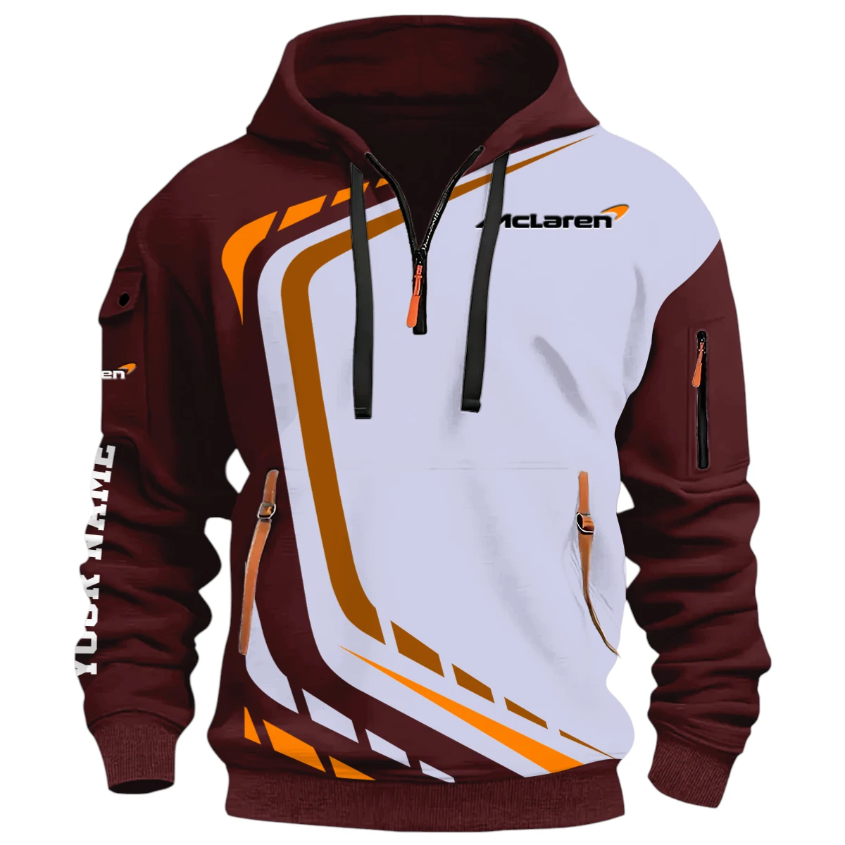 Performance Road Race Half Zip Hoodie, Casual Hoodie Multi Pocket PTNY26QZ3H084 - Red Wine
