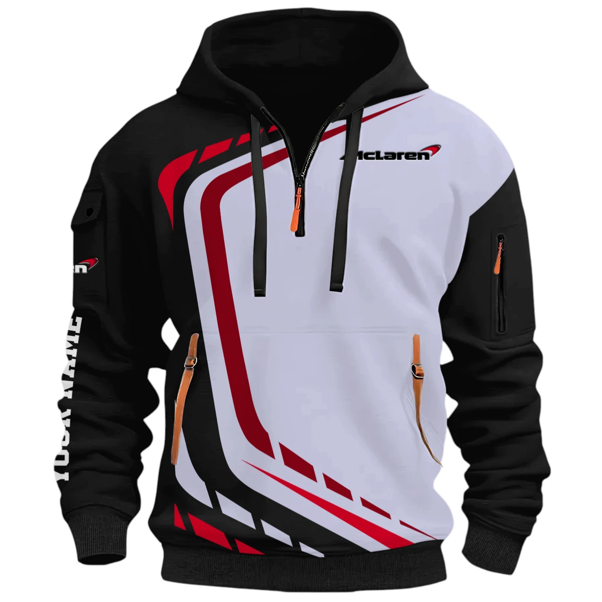 Performance Road Race Half Zip Hoodie, Casual Hoodie Multi Pocket PTNY26QZ3H132 - Black