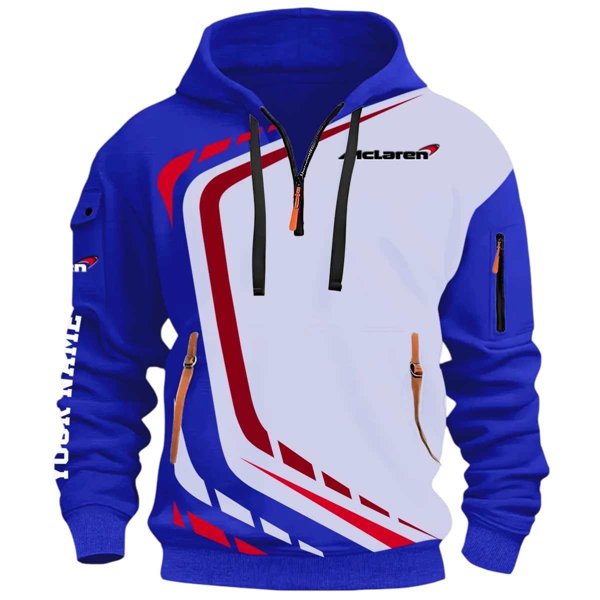 Performance Road Race Half Zip Hoodie, Casual Hoodie Multi Pocket PTNY26QZ3H133 - Blue