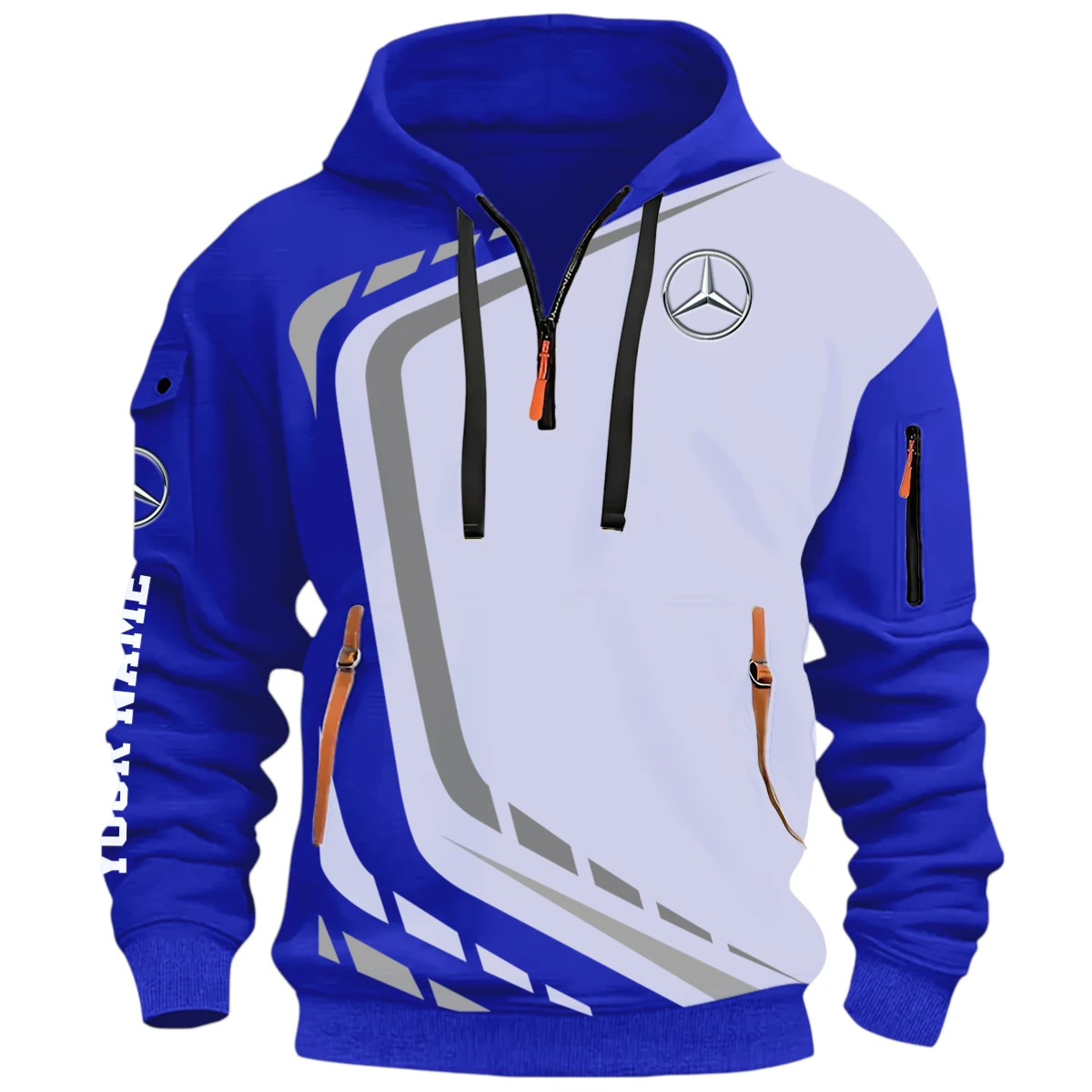 Performance Sport Vehicle Half Zip Hoodie, Casual Hoodie Multi Pocket PTNY26QZ3H137 - Blue