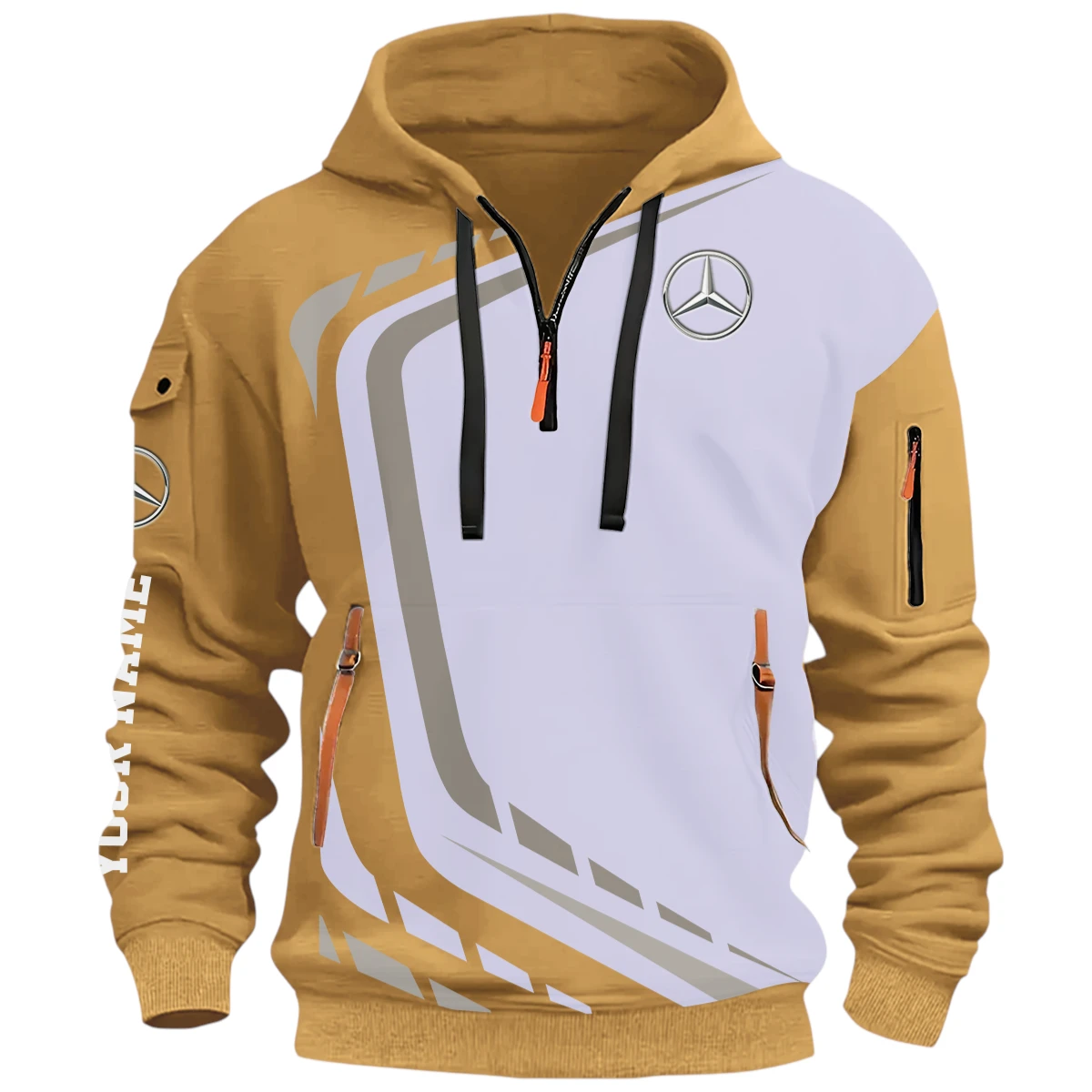 Performance Sport Vehicle Half Zip Hoodie, Casual Hoodie Multi Pocket PTNY26QZ3H139 - Khaki