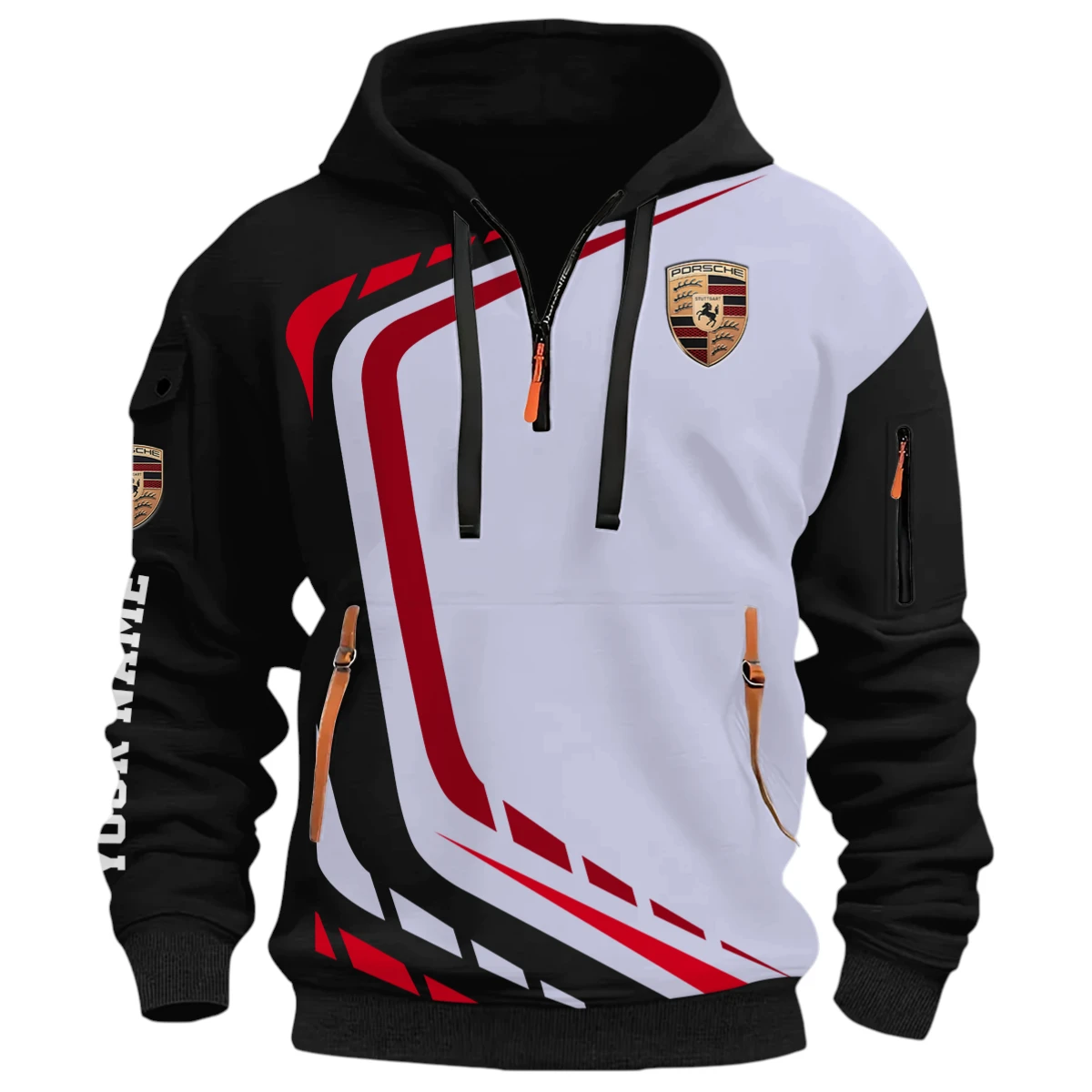 Performance Vehicle Half Zip Hoodie, Casual Hoodie Multi Pocket PTNY26QZ3H089 - Black