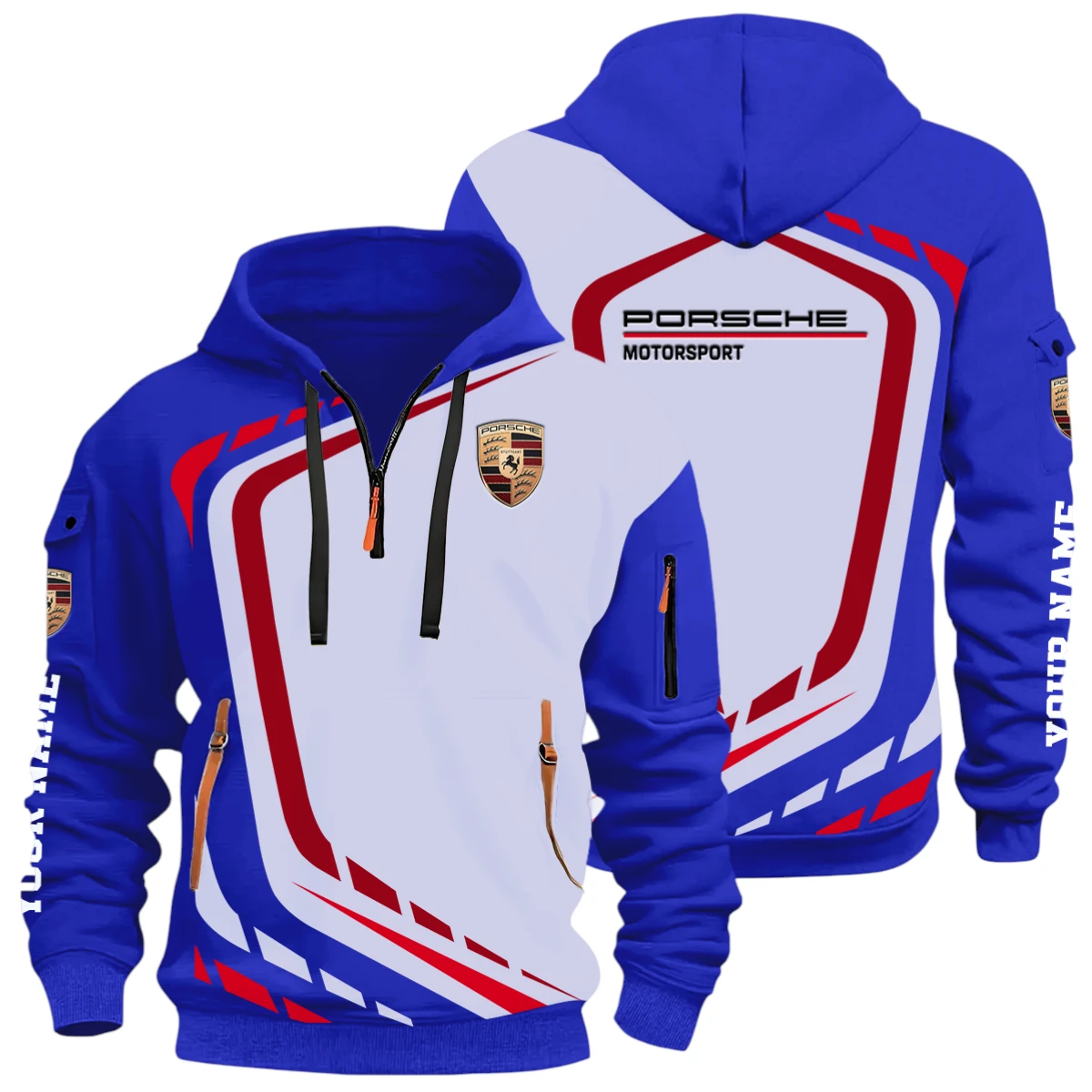 Performance Vehicle Half Zip Hoodie, Casual Hoodie Multi Pocket PTNY26QZ3H090 - Blue Performance Vehicle Half Zip Hoodie, Casual Hoodie Multi Pocket PTNY26QZ3H090 - Blue - Image 3