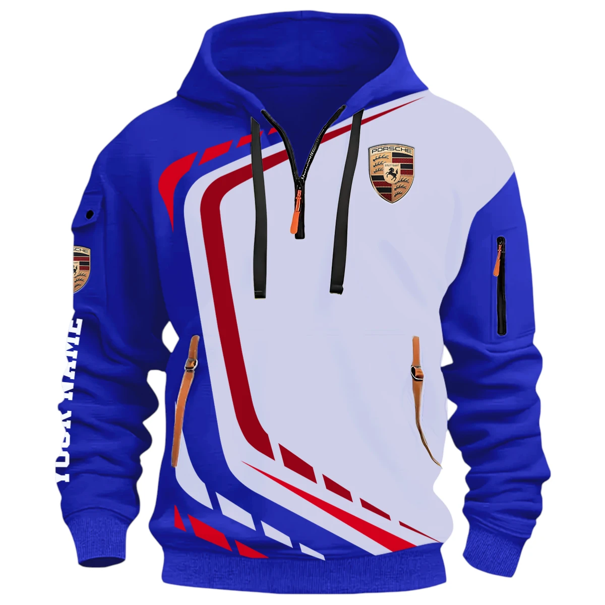 Performance Vehicle Half Zip Hoodie, Casual Hoodie Multi Pocket PTNY26QZ3H090 - Blue