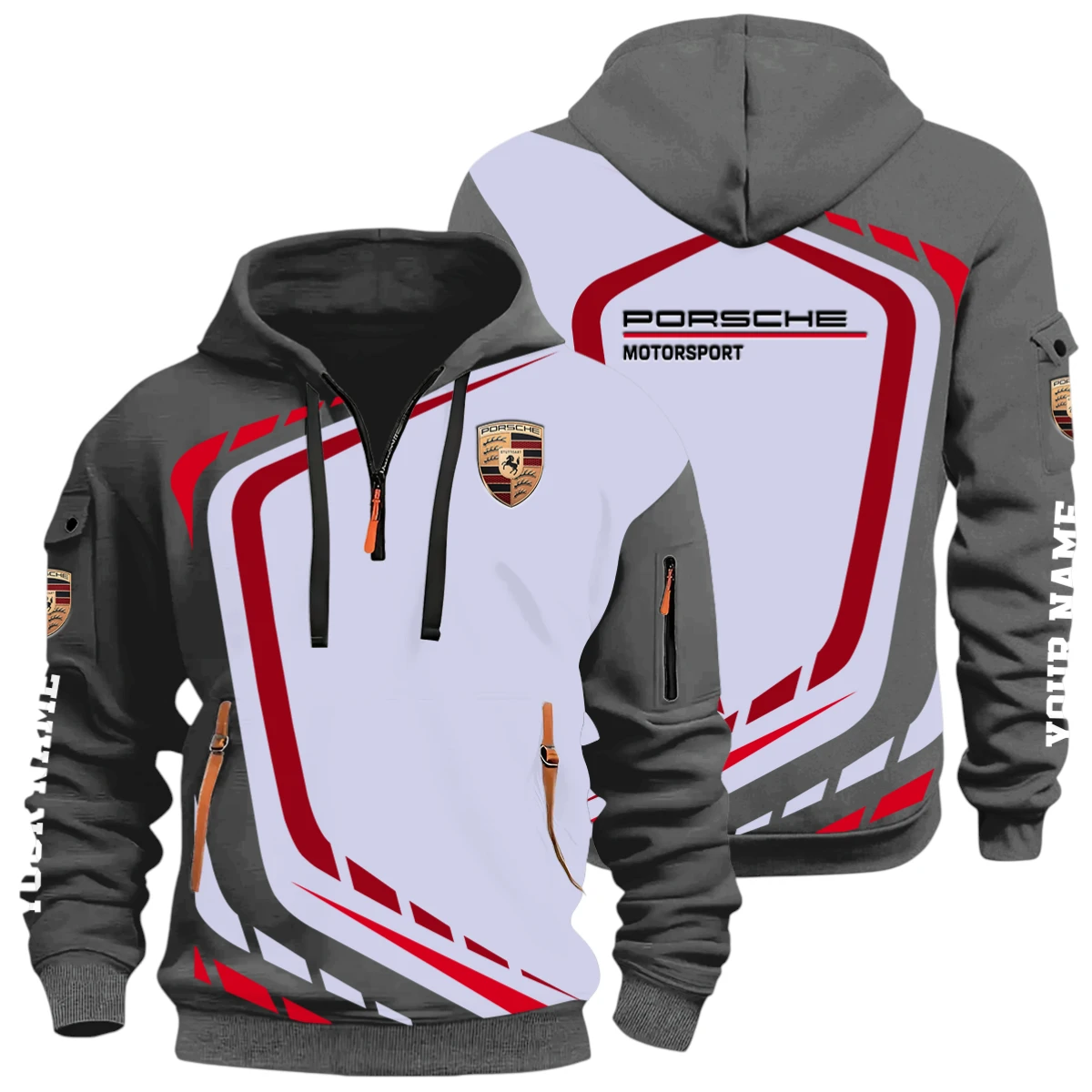 Performance Vehicle Half Zip Hoodie, Casual Hoodie Multi Pocket PTNY26QZ3H091 - Grey Performance Vehicle Half Zip Hoodie, Casual Hoodie Multi Pocket PTNY26QZ3H091 - Grey - Image 3