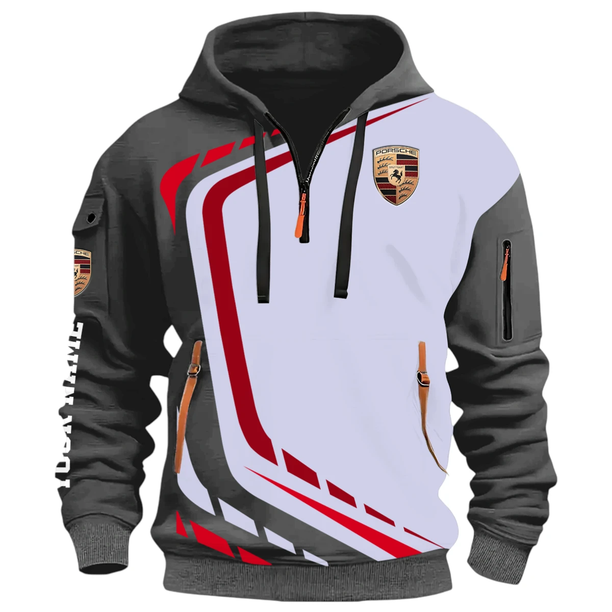Performance Vehicle Half Zip Hoodie, Casual Hoodie Multi Pocket PTNY26QZ3H091 - Grey
