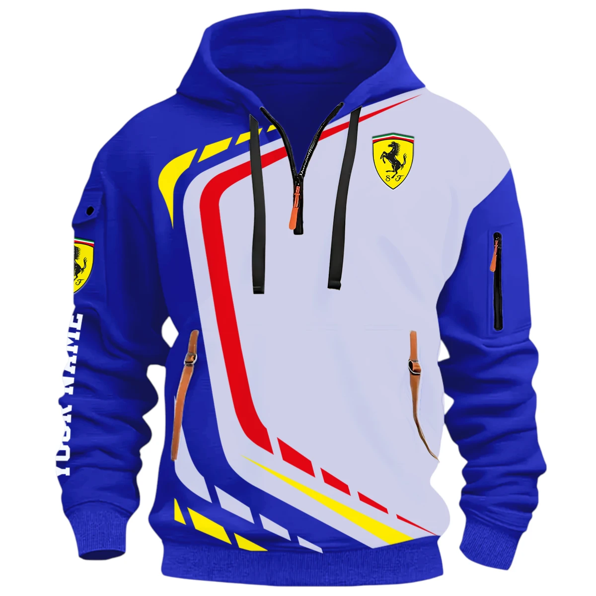Performance Vehicle Race Half Zip Hoodie, Casual Hoodie Multi Pocket PTNY26QZ3H094 - Blue