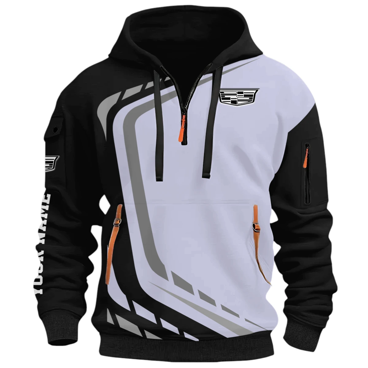 Powersports Vehicles Half Zip Hoodie, Casual Hoodie Multi Pocket PTNY26QZ3H115 - Black