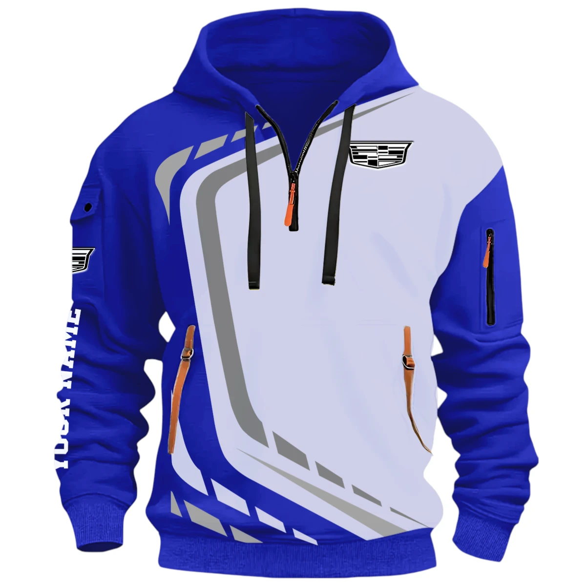 Powersports Vehicles Half Zip Hoodie, Casual Hoodie Multi Pocket PTNY26QZ3H116 - Blue