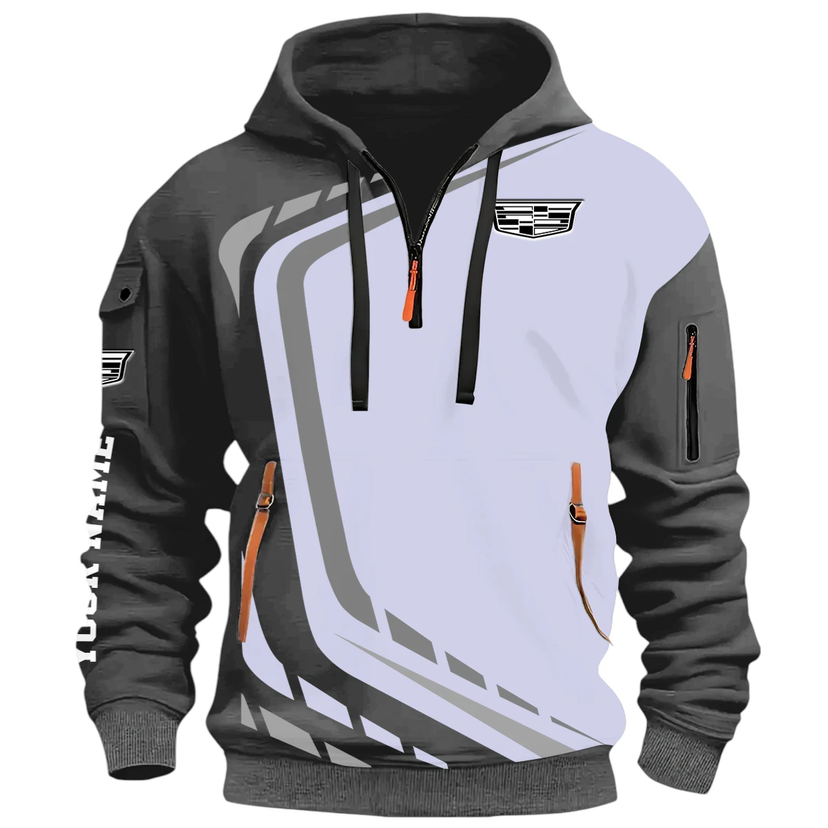 Powersports Vehicles Half Zip Hoodie, Casual Hoodie Multi Pocket PTNY26QZ3H117 - Grey