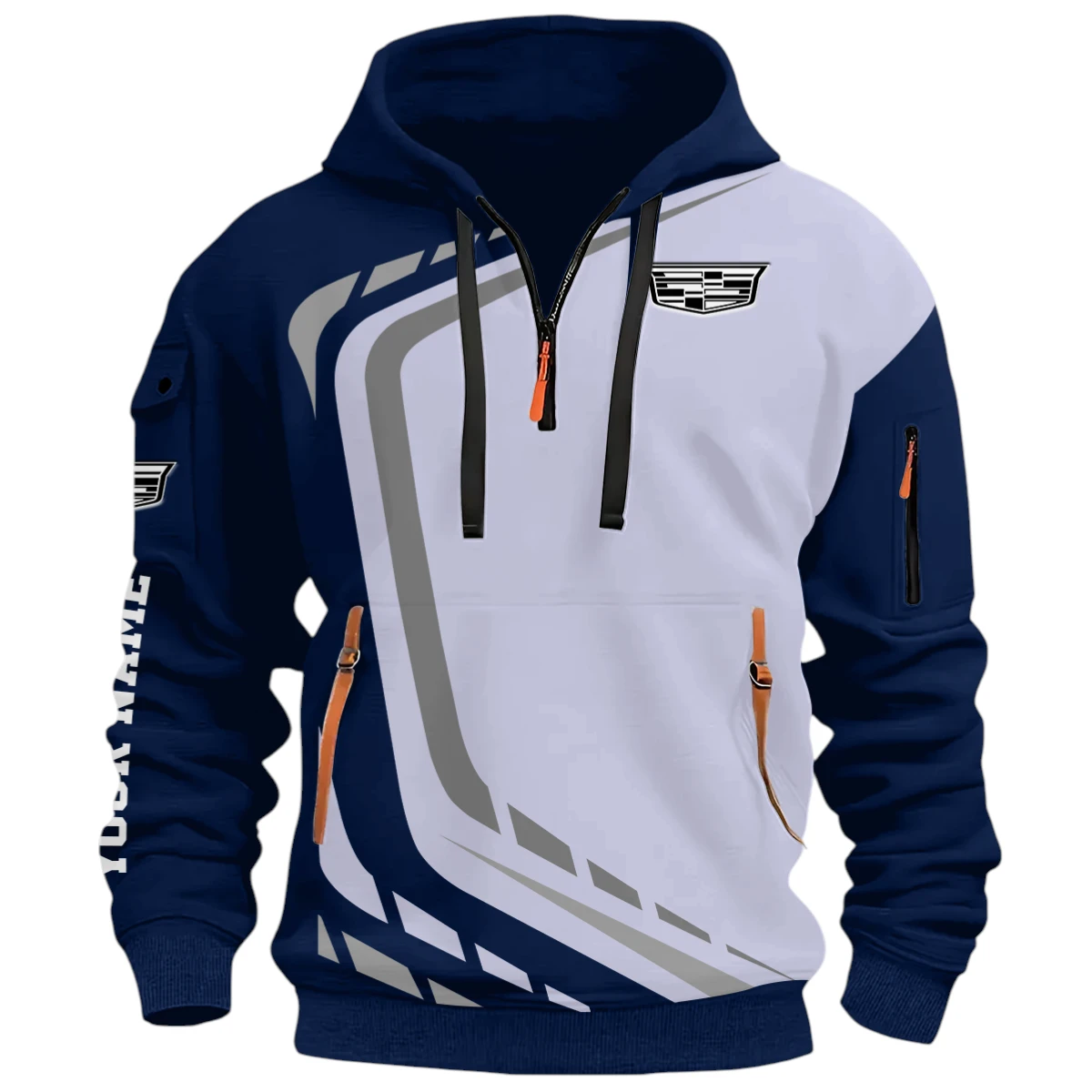 Powersports Vehicles Half Zip Hoodie, Casual Hoodie Multi Pocket PTNY26QZ3H118 - Navy