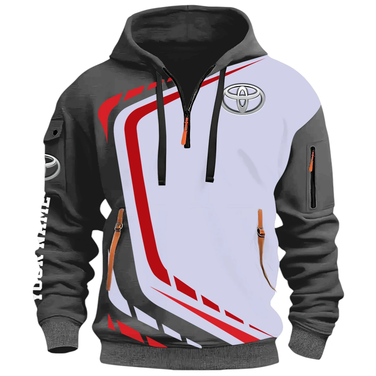 Recreational SUV Half Zip Hoodie, Casual Hoodie Multi Pocket PTNY26QZ3H012 - Grey