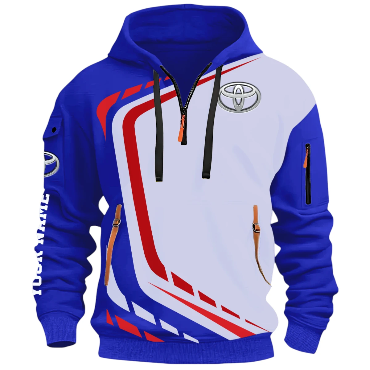 Recreational SUV Half Zip Hoodie, Casual Hoodie Multi Pocket PTNY26QZ3H141 - Blue