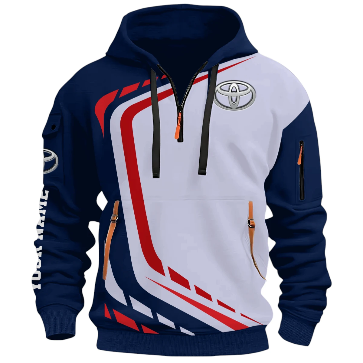 Recreational SUV Half Zip Hoodie, Casual Hoodie Multi Pocket PTNY26QZ3H143 - Navy