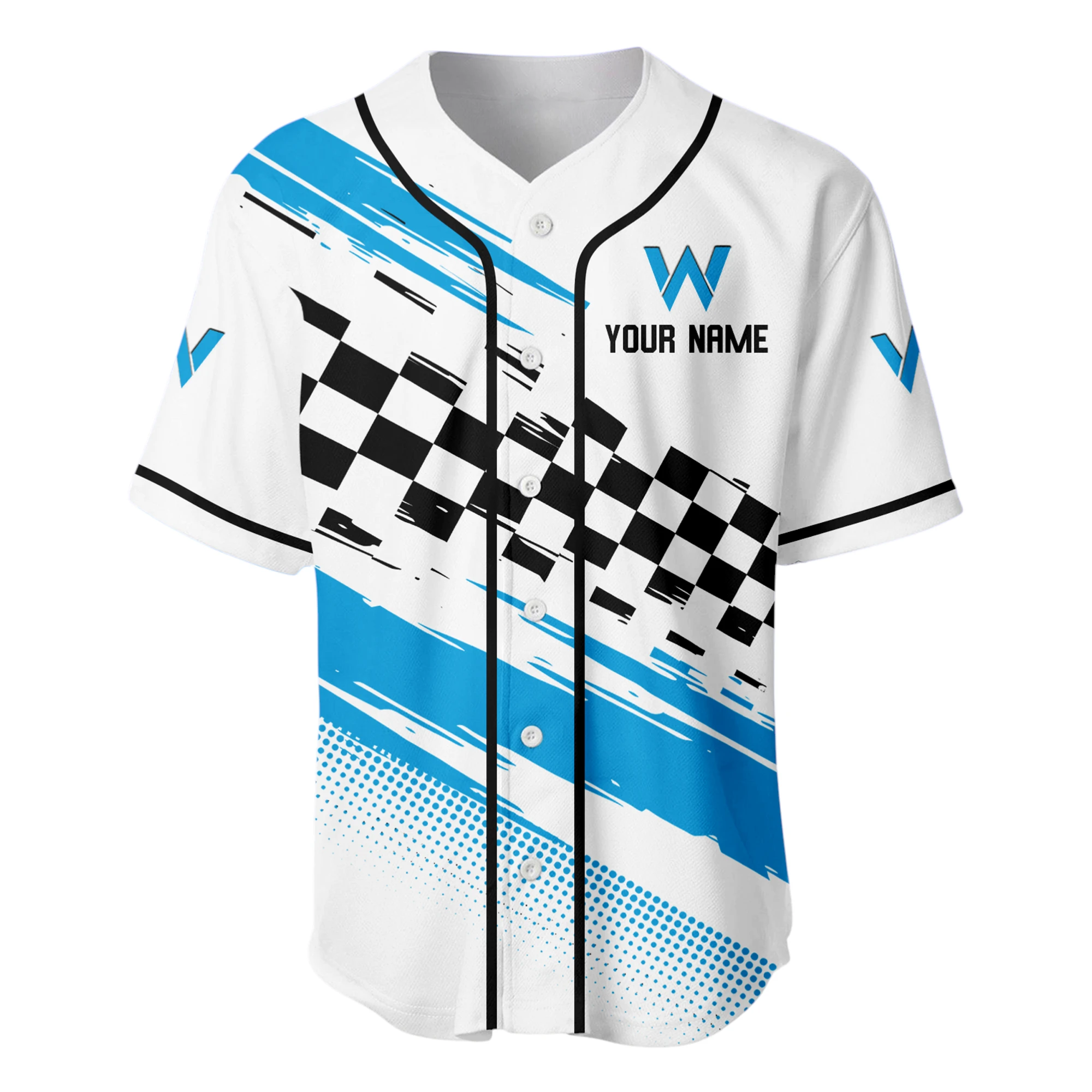 Retro Car Baseball Jersey, Lightweight Comfort Button Up PTNY63BJ3D008 - White