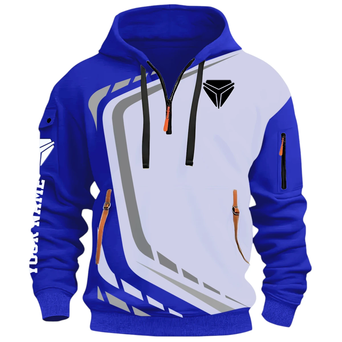 Sport Automotive Half Zip Hoodie, Casual Hoodie Multi Pocket PTNY26QZ3H031 - Blue