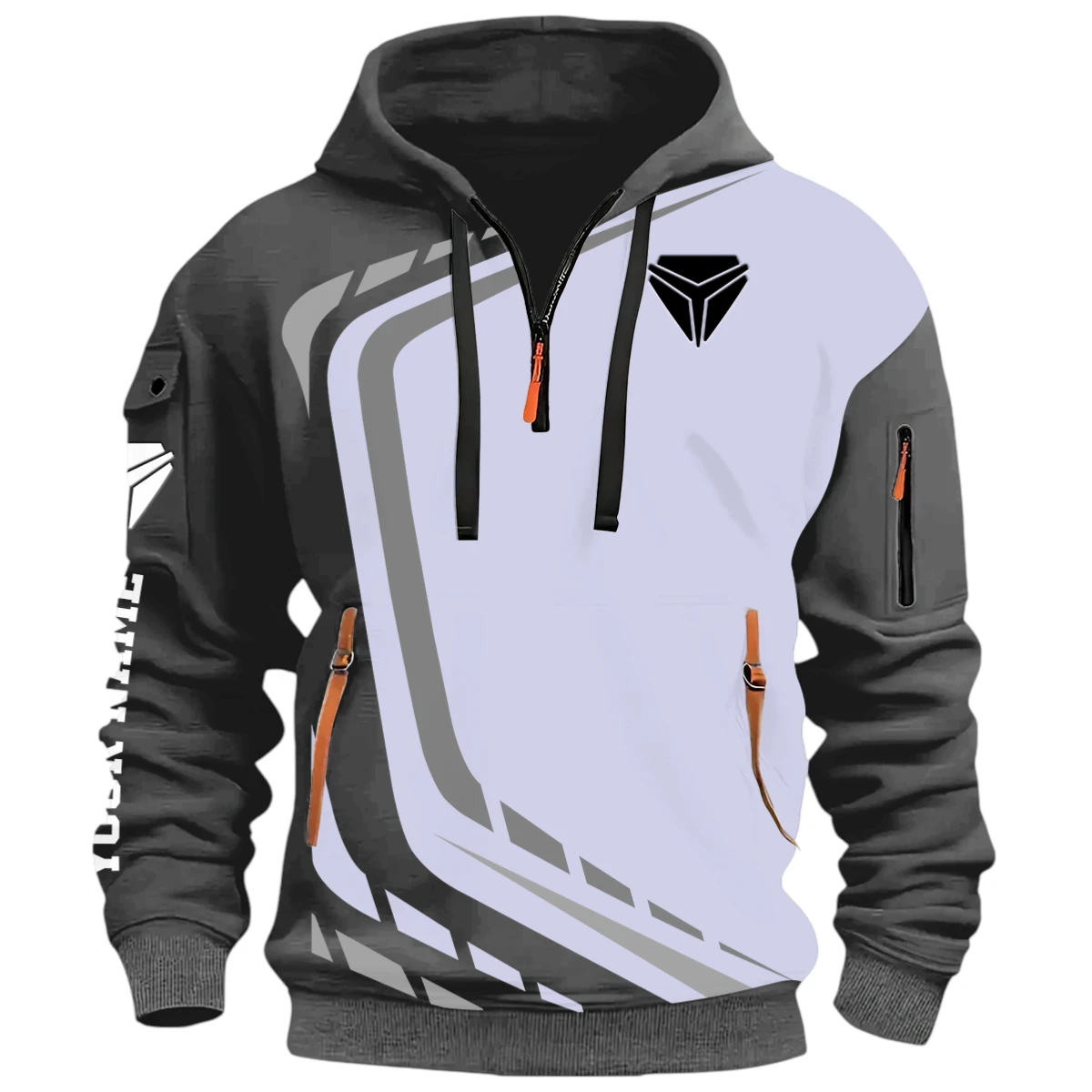 Sport Automotive Half Zip Hoodie, Casual Hoodie Multi Pocket PTNY26QZ3H192 - Grey