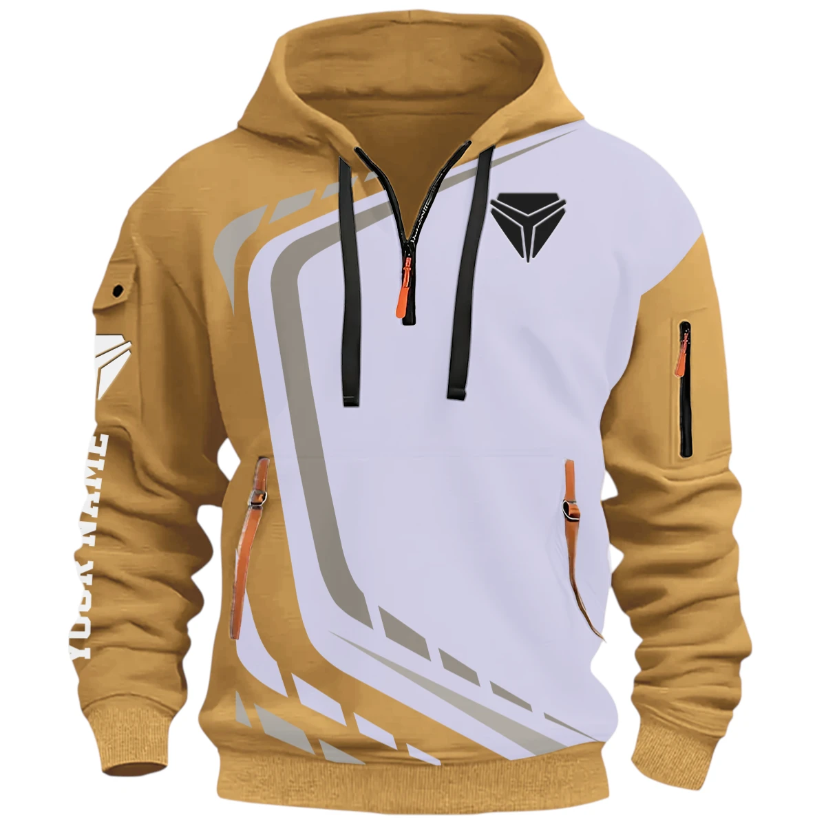 Sport Automotive Half Zip Hoodie, Casual Hoodie Multi Pocket PTNY26QZ3H193 - Khaki