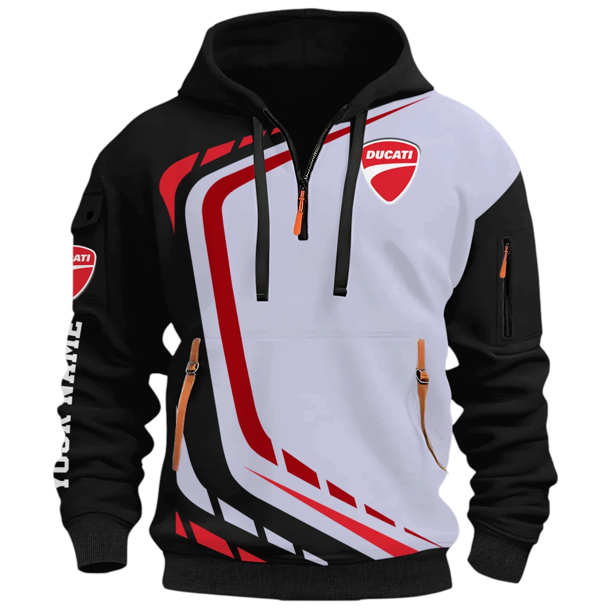 Sport Rider Half Zip Hoodie, Casual Hoodie Multi Pocket PTNY26QZ3H023 - Black