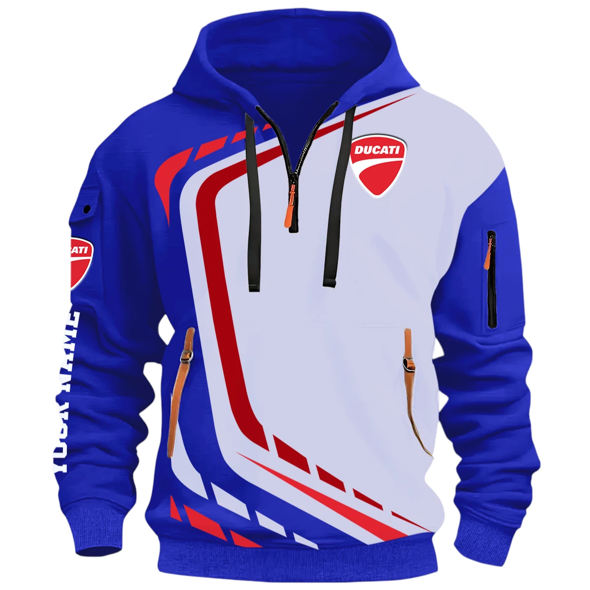 Sport Rider Half Zip Hoodie, Casual Hoodie Multi Pocket PTNY26QZ3H145 - Blue