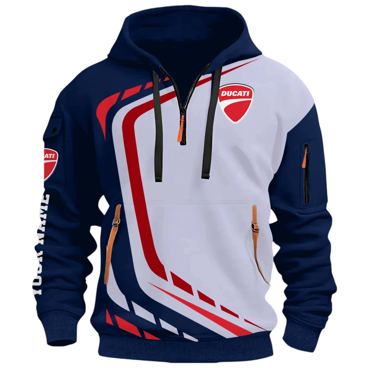 Sport Rider Half Zip Hoodie, Casual Hoodie Multi Pocket PTNY26QZ3H147 - Navy