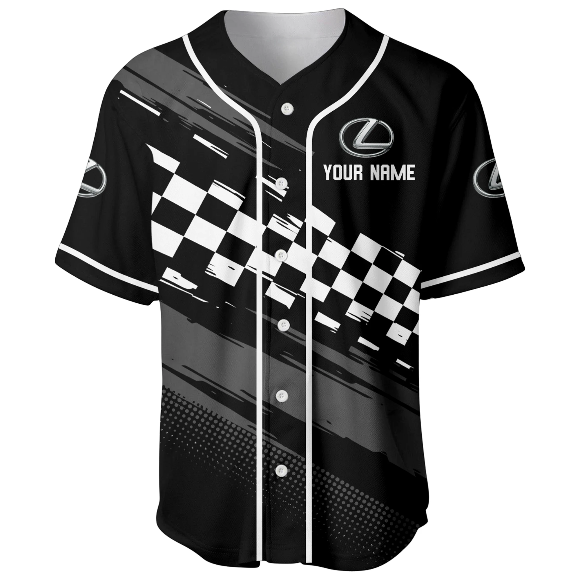 Sports Sedan Baseball Jersey, Lightweight Comfort Button Up PTNY63BJ3D0014 - Black
