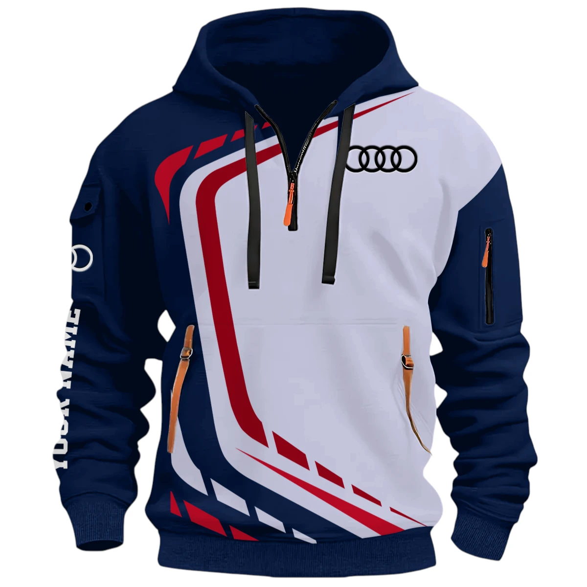 Sports Sedan Half Zip Hoodie, Casual Hoodie Multi Pocket PTNY26QZ3H066 - Navy