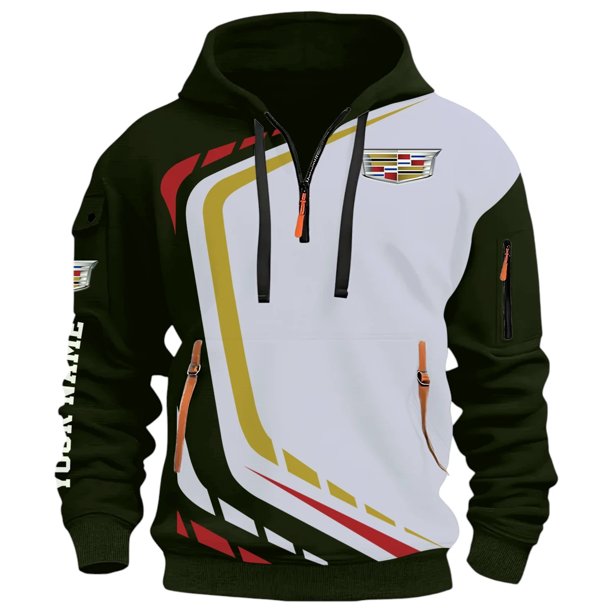 SUV Half Zip Hoodie, Casual Hoodie Multi Pocket PTNY26QZ3H046 - Green