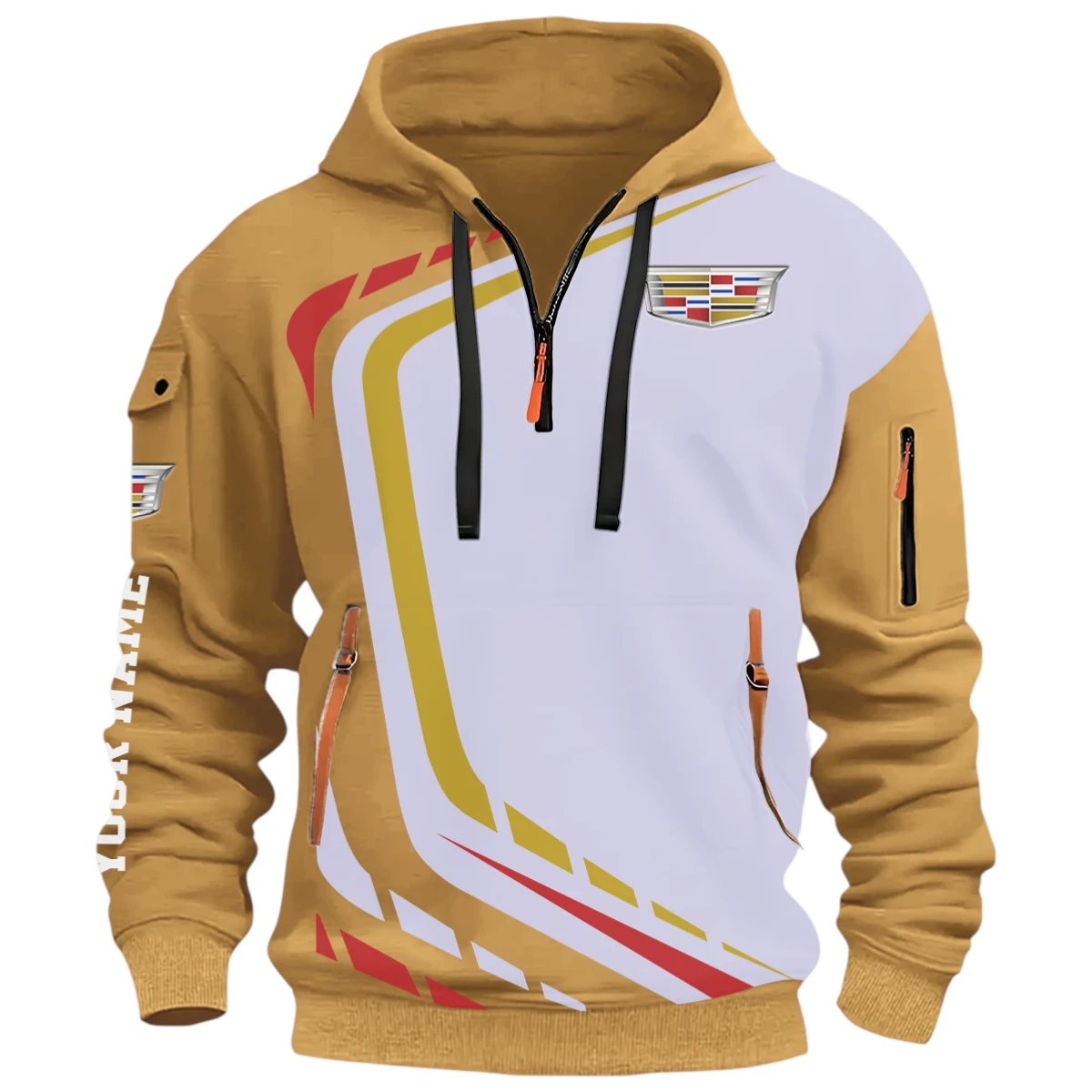 SUV Half Zip Hoodie, Casual Hoodie Multi Pocket PTNY26QZ3H047 - Khaki