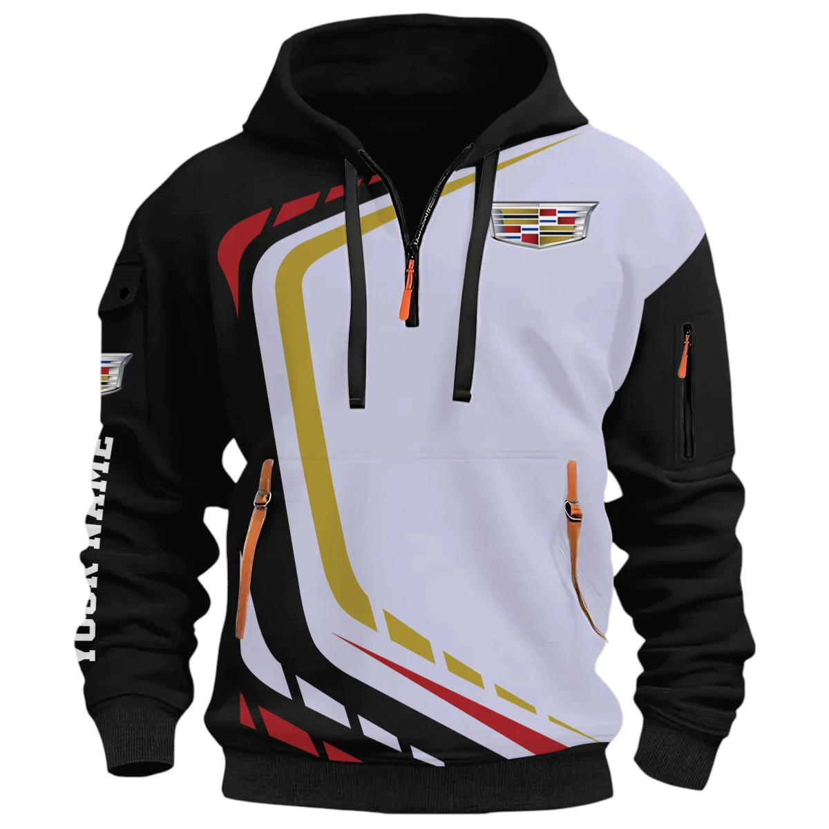SUV Half Zip Hoodie, Casual Hoodie Multi Pocket PTNY26QZ3H113 - Black