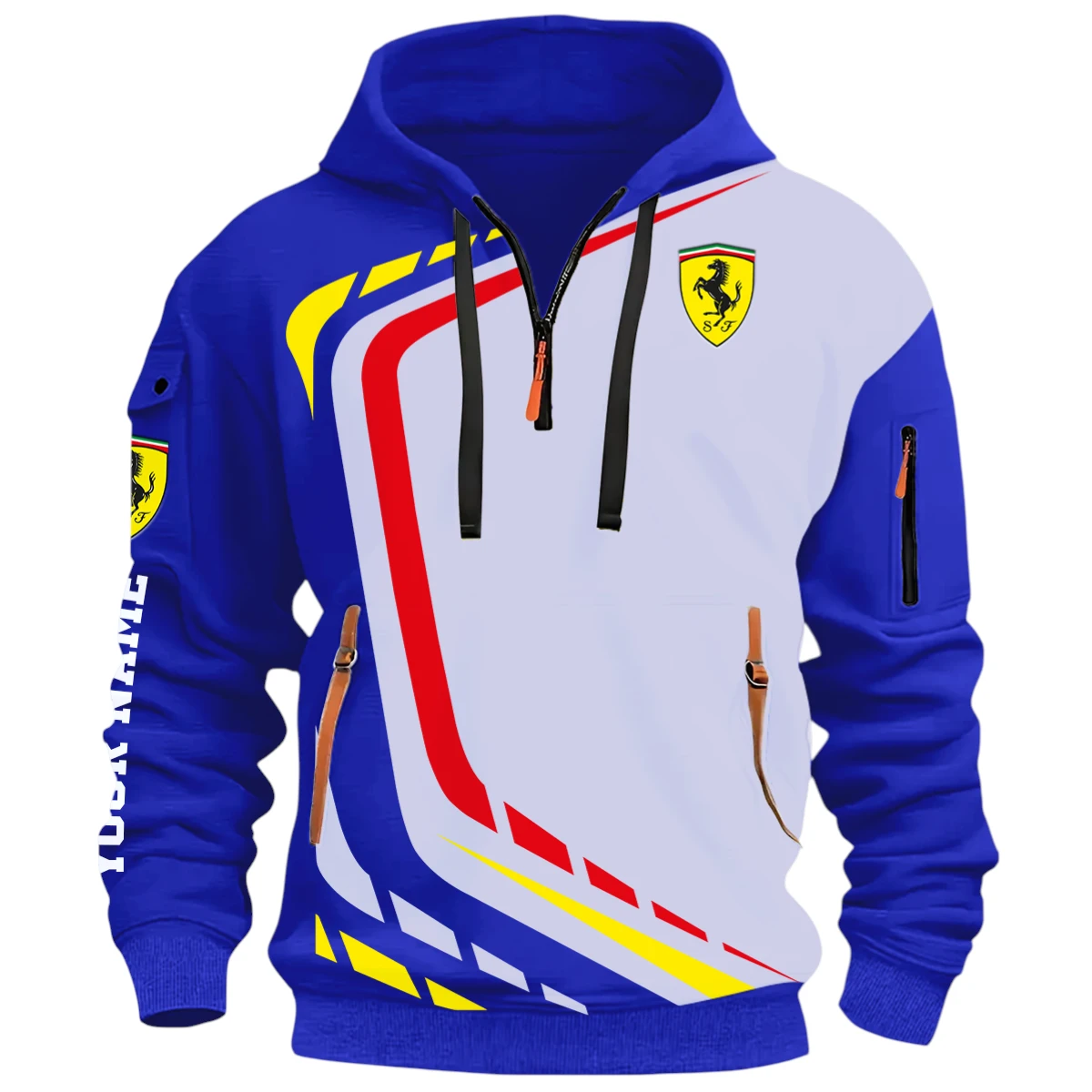 Ultra Sport Vehicle Half Zip Hoodie, Casual Hoodie Multi Pocket PTNY26QZ3H024 - Blue