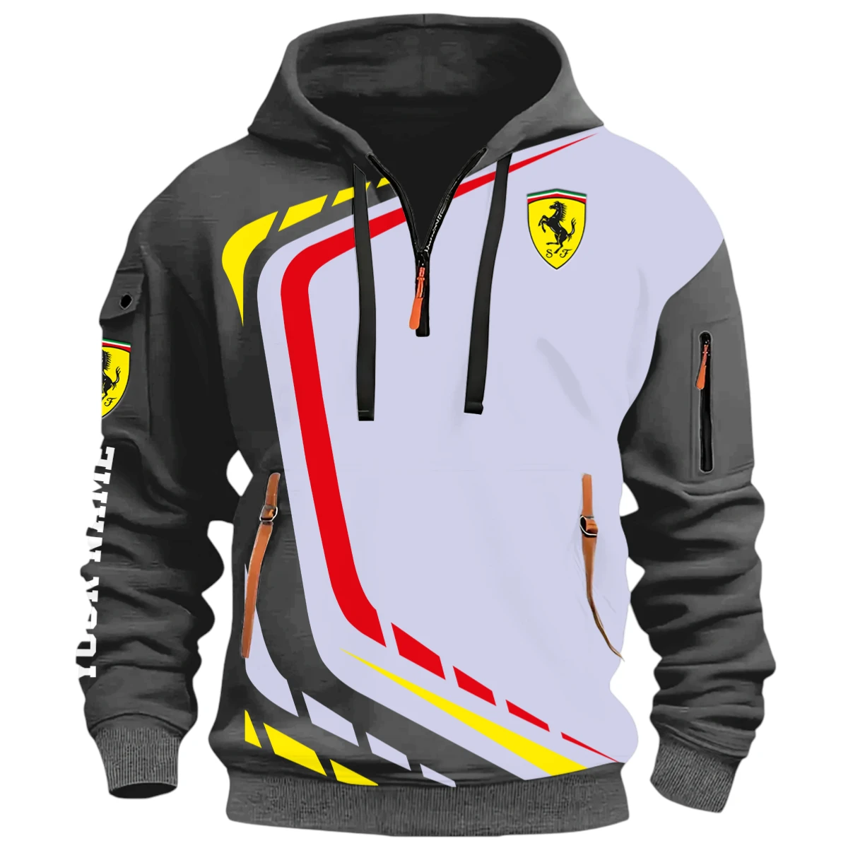 Ultra Sport Vehicle Half Zip Hoodie, Casual Hoodie Multi Pocket PTNY26QZ3H150 - Grey
