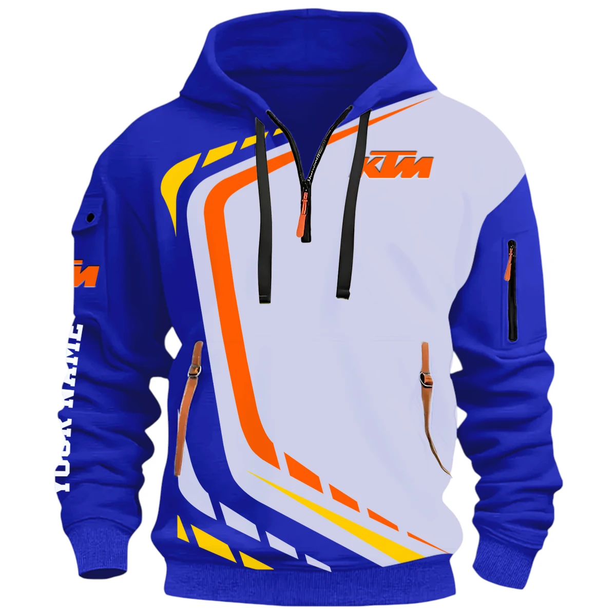 Vehicles Racer Half Zip Hoodie, Casual Hoodie Multi Pocket PTNY26QZ3H078 - Blue