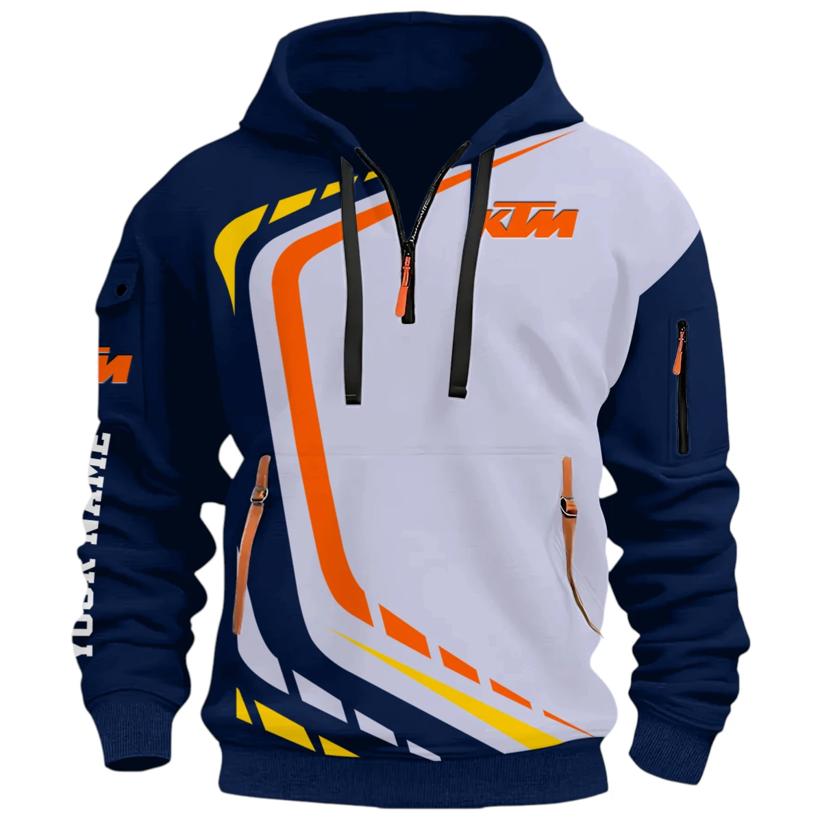 Vehicles Racer Half Zip Hoodie, Casual Hoodie Multi Pocket PTNY26QZ3H080 - Navy