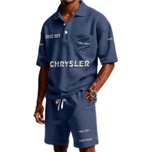 Chrysler Men's Waffle Knit Polo Shorts Set Customize Name