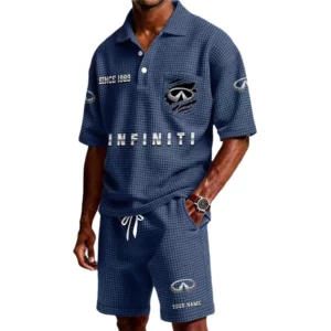 Infiniti Men's Waffle Knit Polo Shorts Set Customize Name